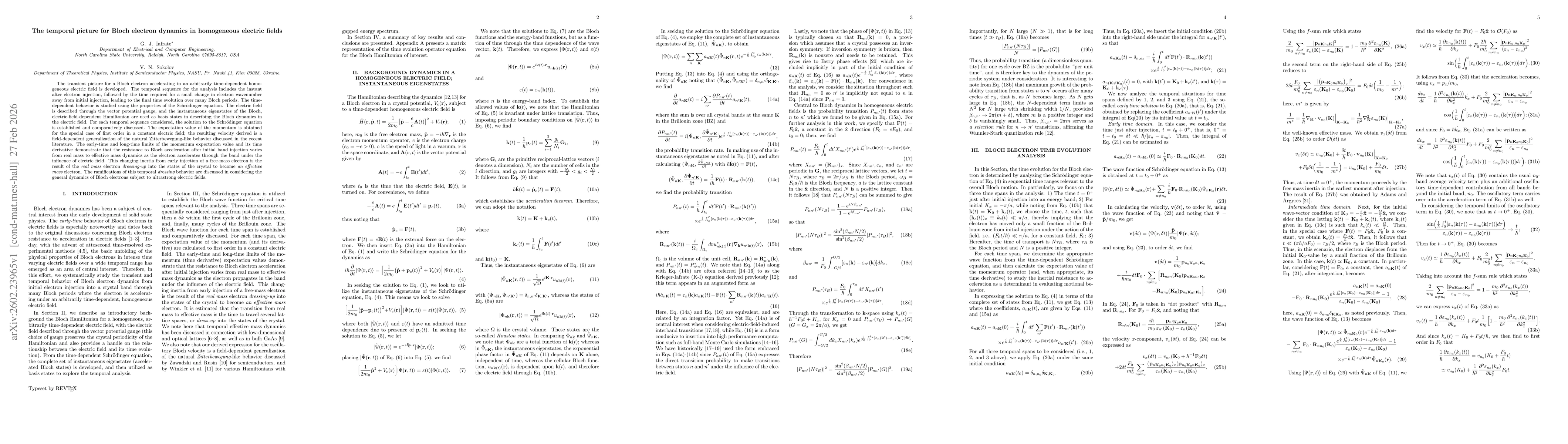 Thumbnail for The temporal picture for Bloch electron dynamics in homogeneous electric fields