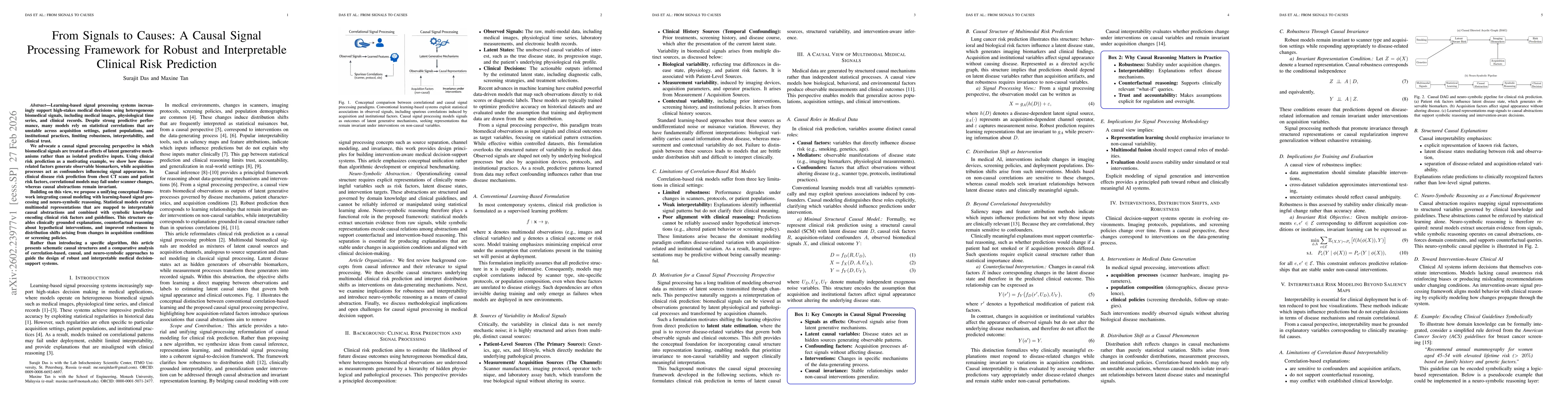 Thumbnail for From Signals to Causes: A Causal Signal Processing Framework for Robust and Interpretable Clinical Risk Prediction