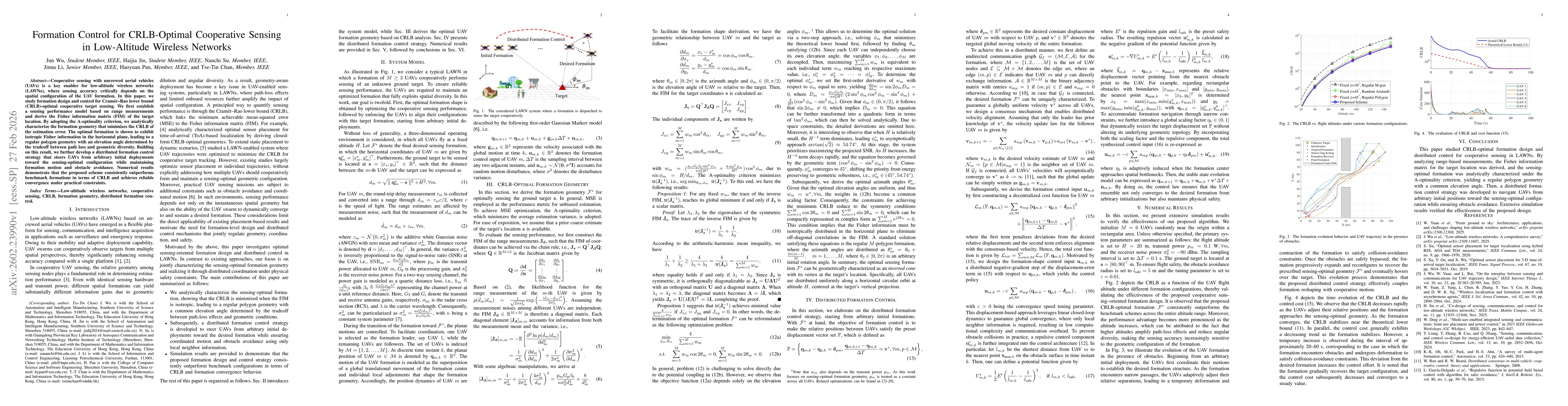 Thumbnail for Formation Control for CRLB-Optimal Cooperative Sensing in Low-Altitude Wireless Networks