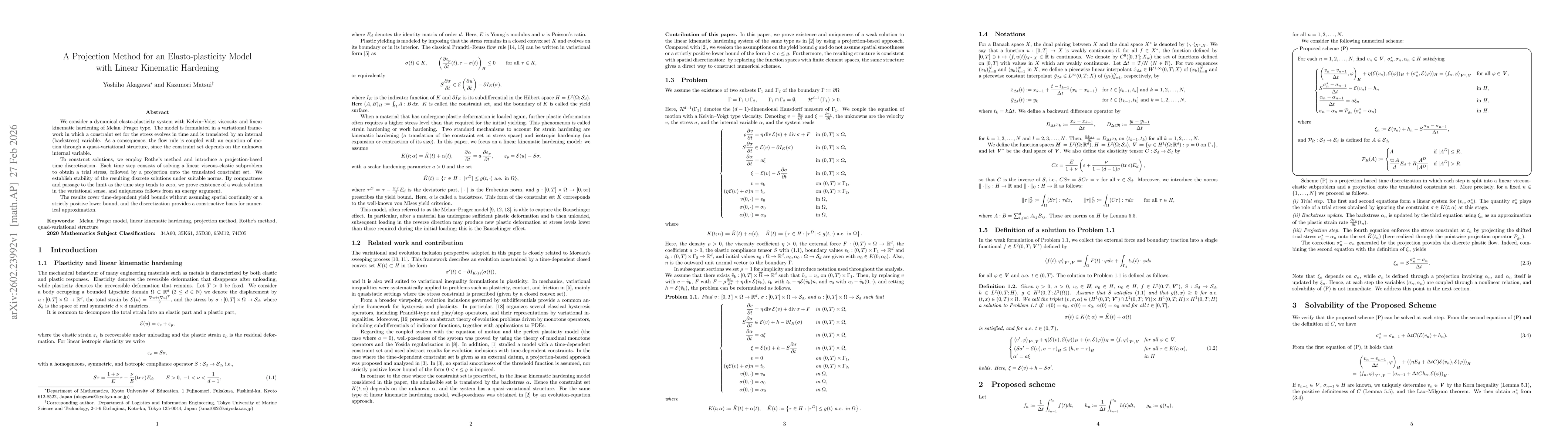 Thumbnail for A Projection Method for an Elasto-plasticity Model with Linear Kinematic Hardening