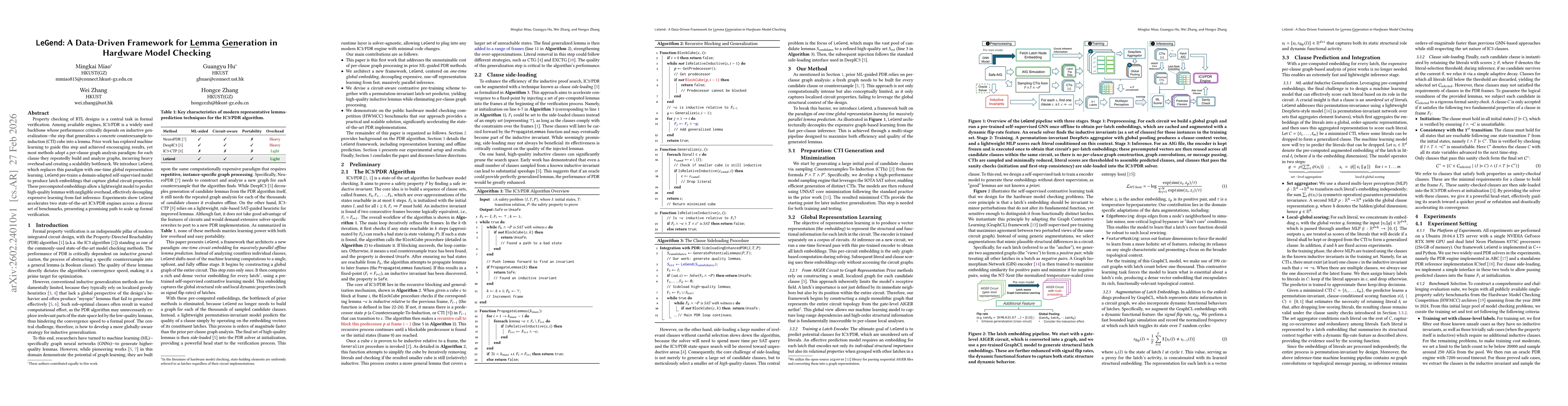 Thumbnail for LeGend: A Data-Driven Framework for Lemma Generation in Hardware Model Checking