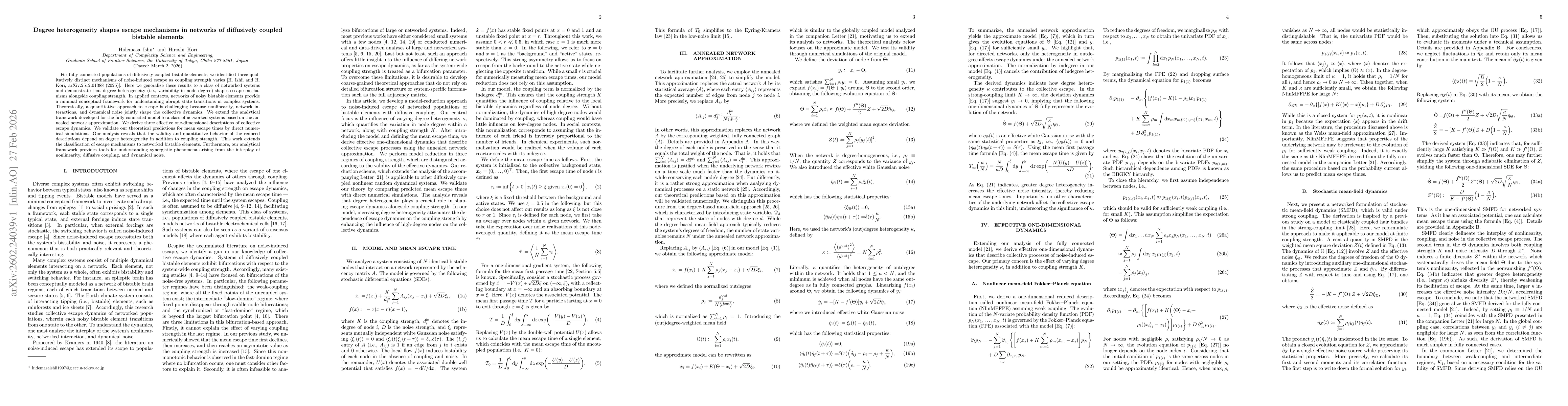 Thumbnail for Degree heterogeneity shapes escape mechanisms in networks of diffusively coupled bistable elements