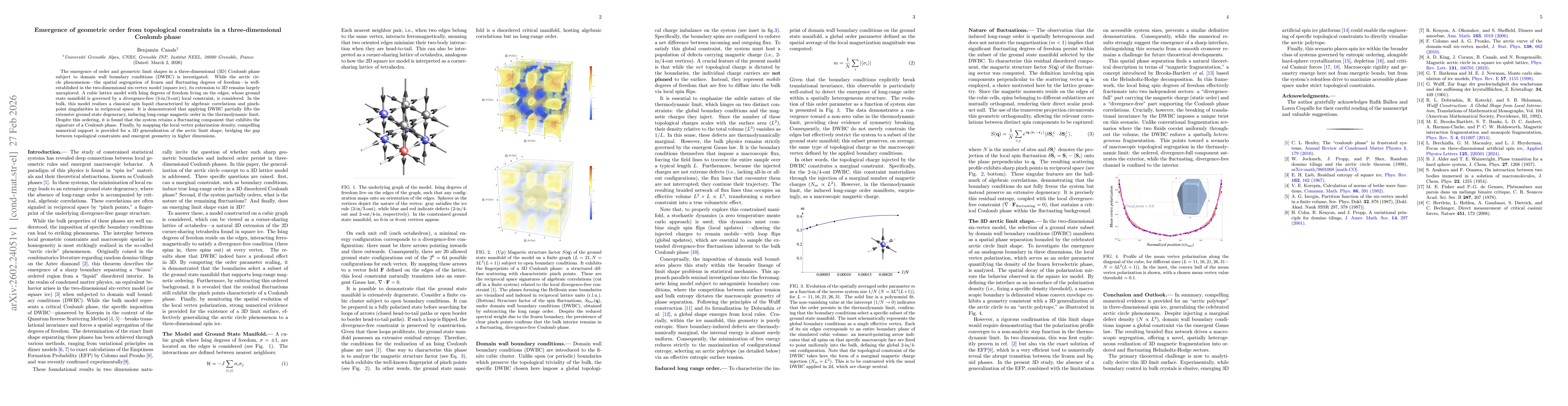 Thumbnail for Emergence of geometric order from topological constraints in a three-dimensional Coulomb phase