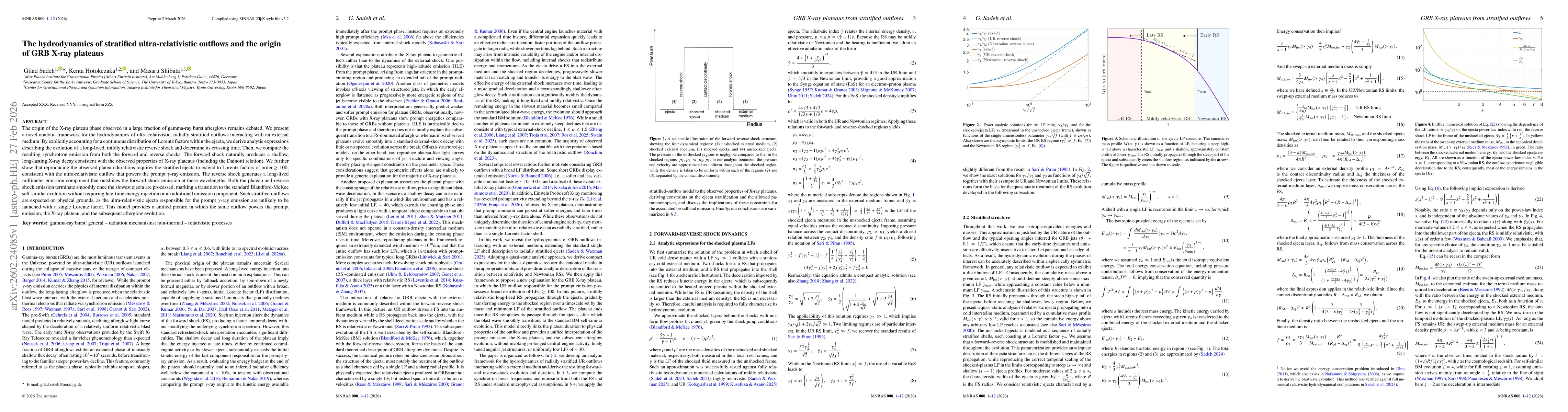 Thumbnail for The hydrodynamics of stratified ultra-relativistic outflows and the origin of GRB X-ray plateaus