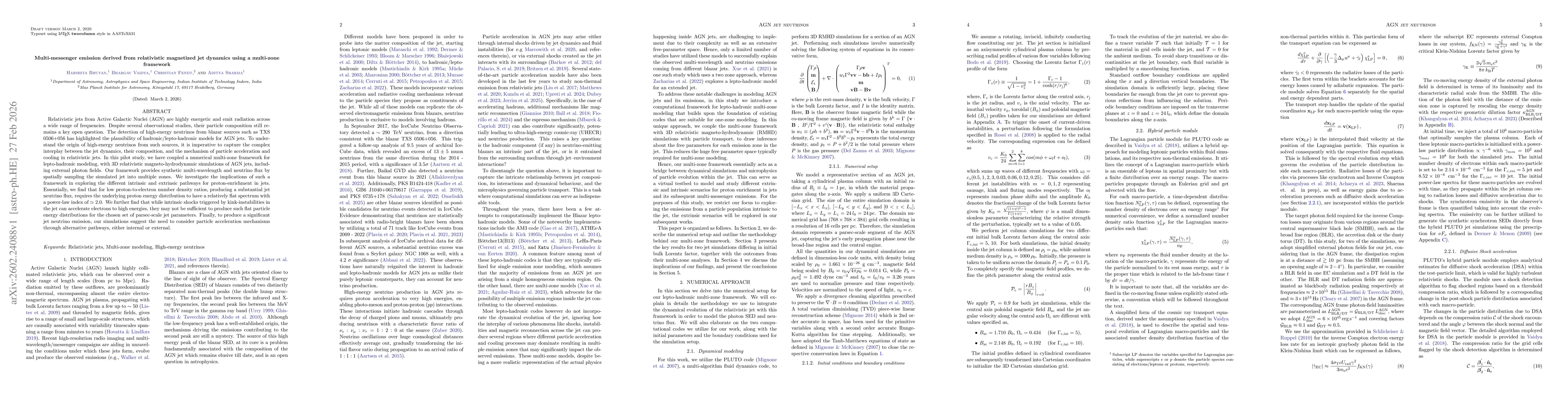 Thumbnail for Multi-messenger emission derived from relativistic magnetized jet dynamics using a multi-zone framework