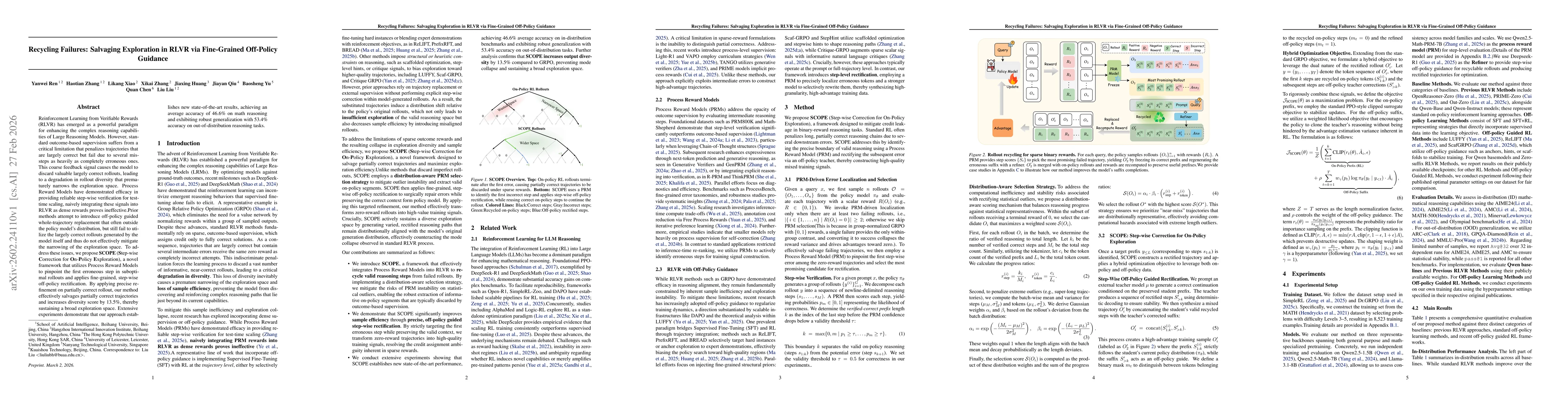 Thumbnail for Recycling Failures: Salvaging Exploration in RLVR via Fine-Grained Off-Policy Guidance