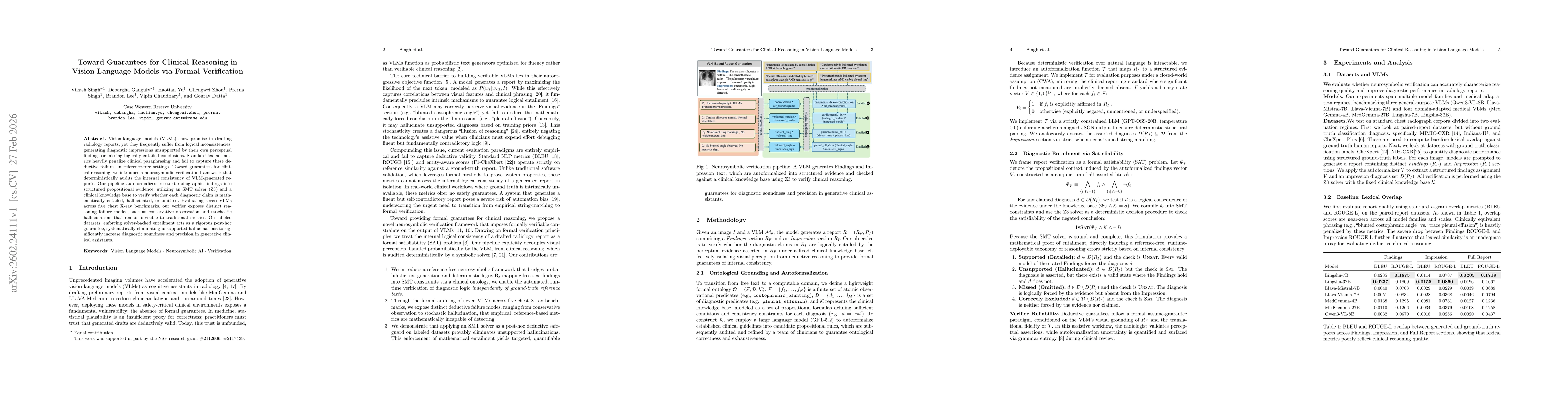 Thumbnail for Toward Guarantees for Clinical Reasoning in Vision Language Models via Formal Verification