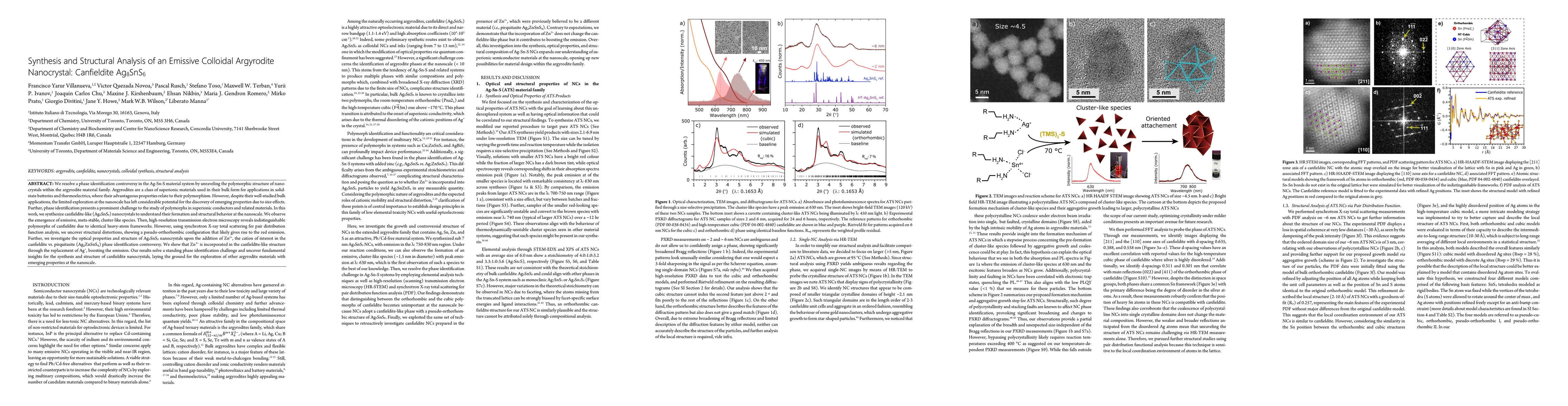 Thumbnail for Synthesis and Structural Analysis of an Emissive Colloidal Argyrodite Nanocrystal: Canfieldite Ag8SnS6
