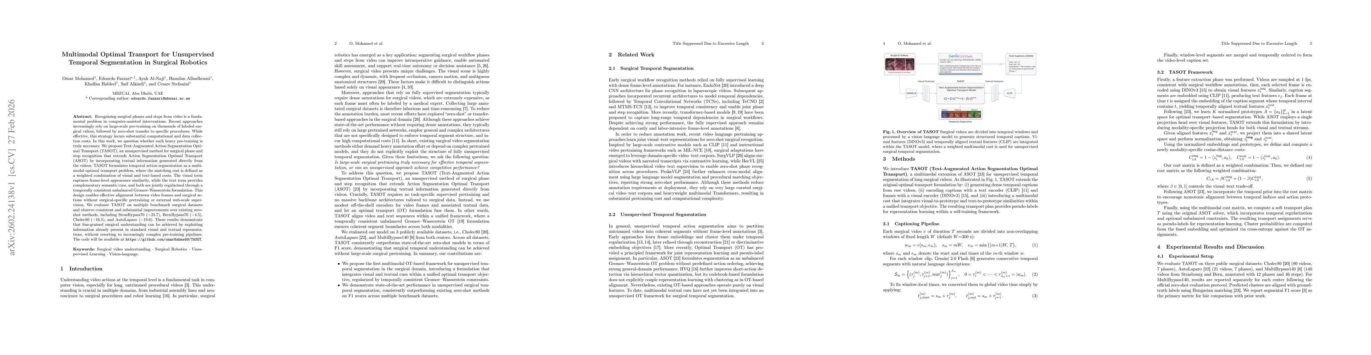 Thumbnail for Multimodal Optimal Transport for Unsupervised Temporal Segmentation in Surgical Robotics