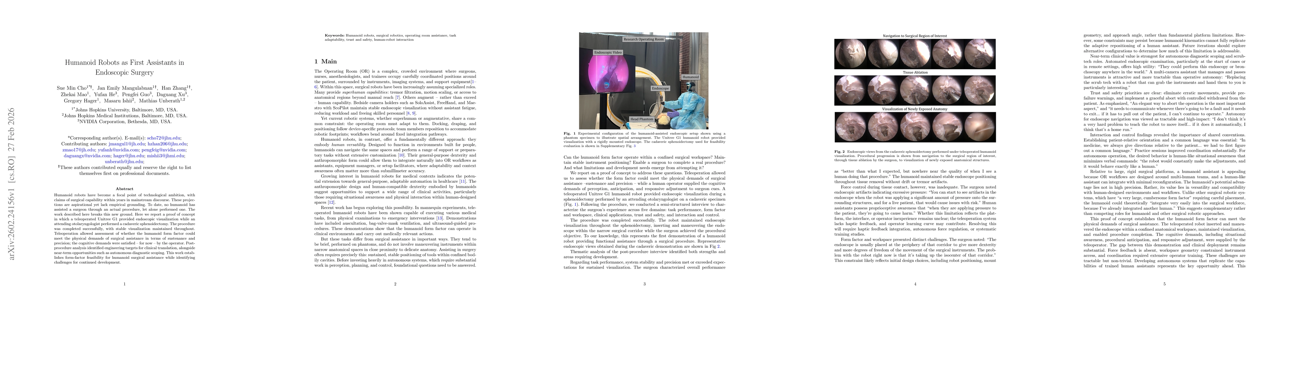 Thumbnail for Humanoid Robots as First Assistants in Endoscopic Surgery