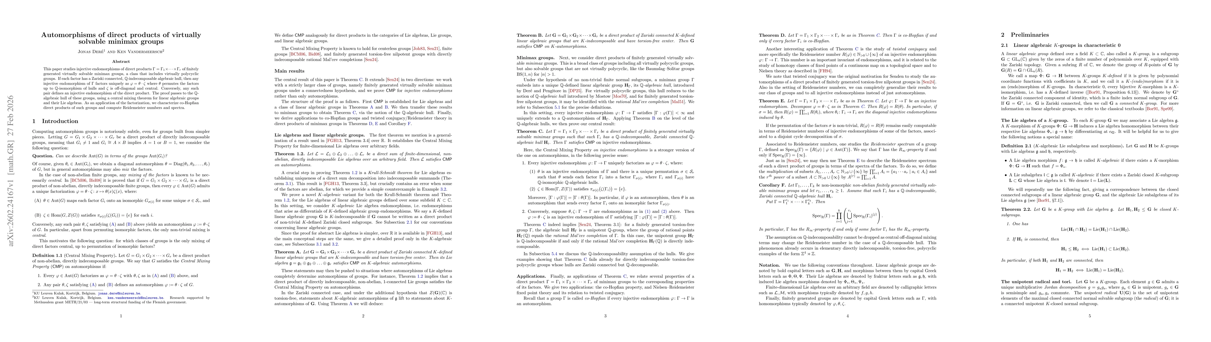 Thumbnail for Automorphisms of direct products of virtually solvable minimax groups