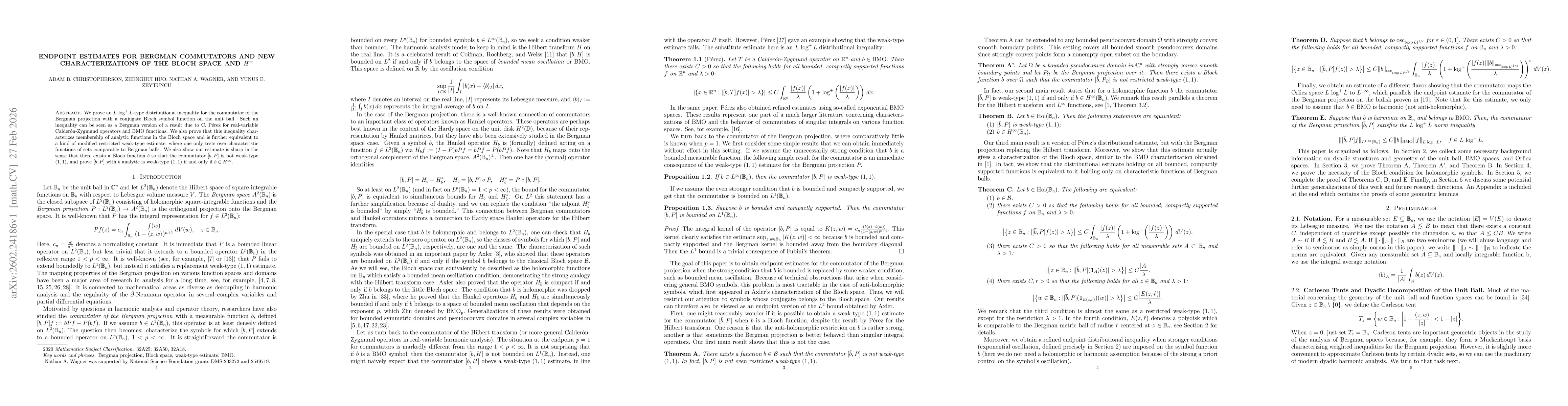 Thumbnail for Endpoint Estimates for Bergman Commutators and New Characterizations of the Bloch Space and $H^\infty$