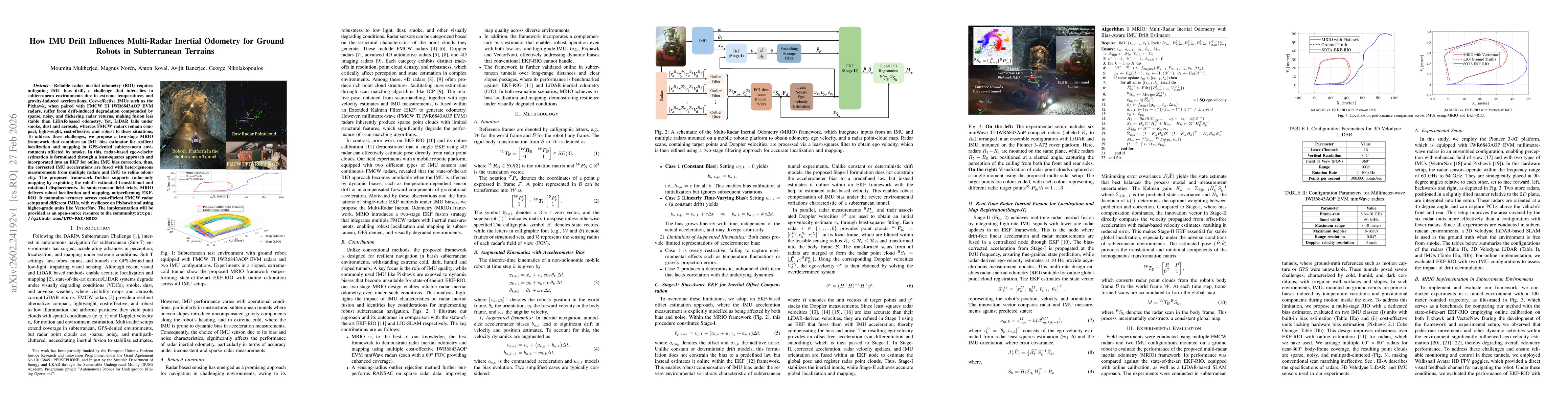 Thumbnail for How IMU Drift Influences Multi-Radar Inertial Odometry for Ground Robots in Subterranean Terrains