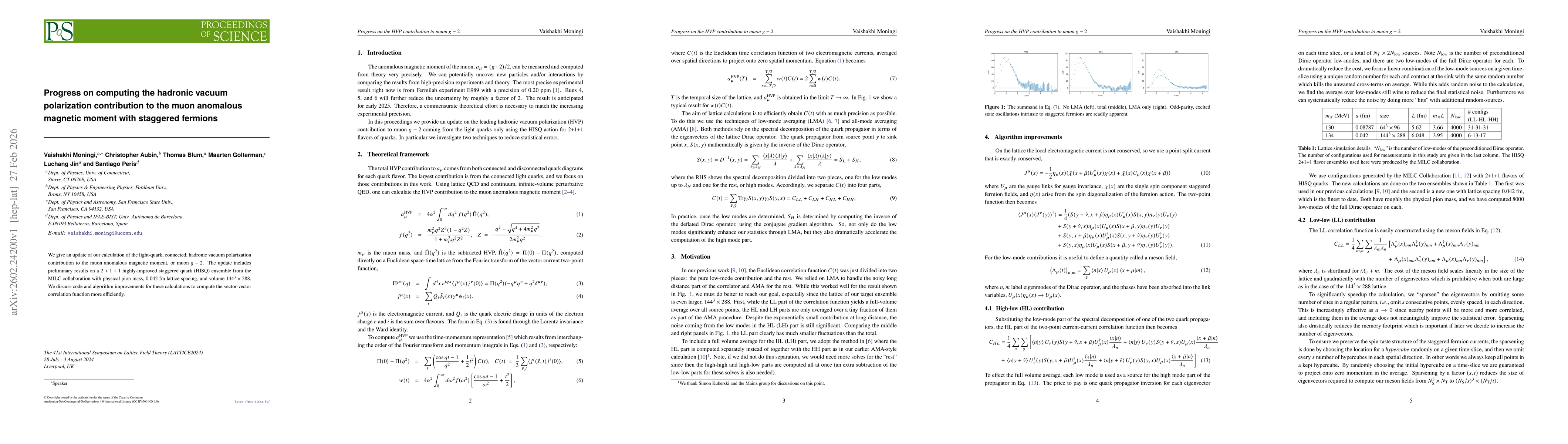 Thumbnail for Progress on computing the hadronic vacuum polarization contribution to the muon anomalous magnetic moment with staggered fermions