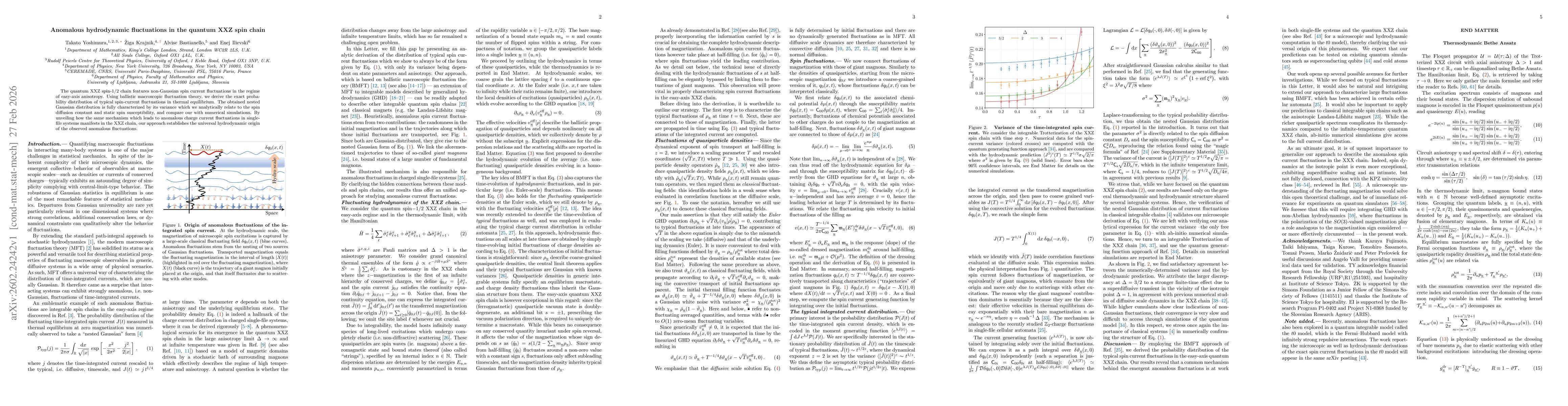 Thumbnail for Anomalous hydrodynamic fluctuations in the quantum XXZ spin chain