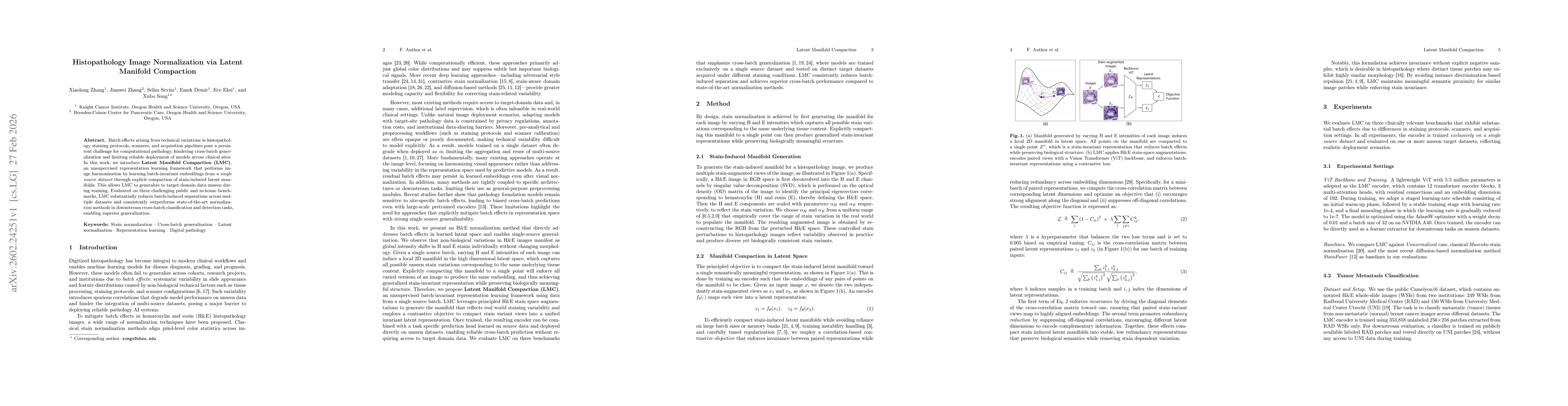 Thumbnail for Histopathology Image Normalization via Latent Manifold Compaction