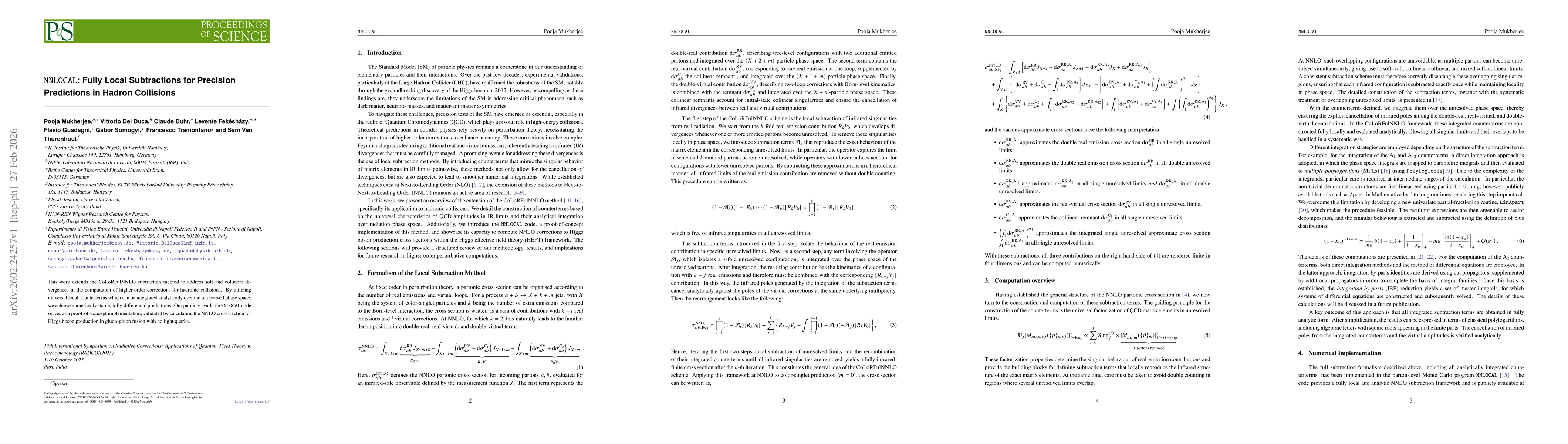 Thumbnail for NNLOCAL: Fully Local Subtractions for Precision Predictions in Hadron Collisions