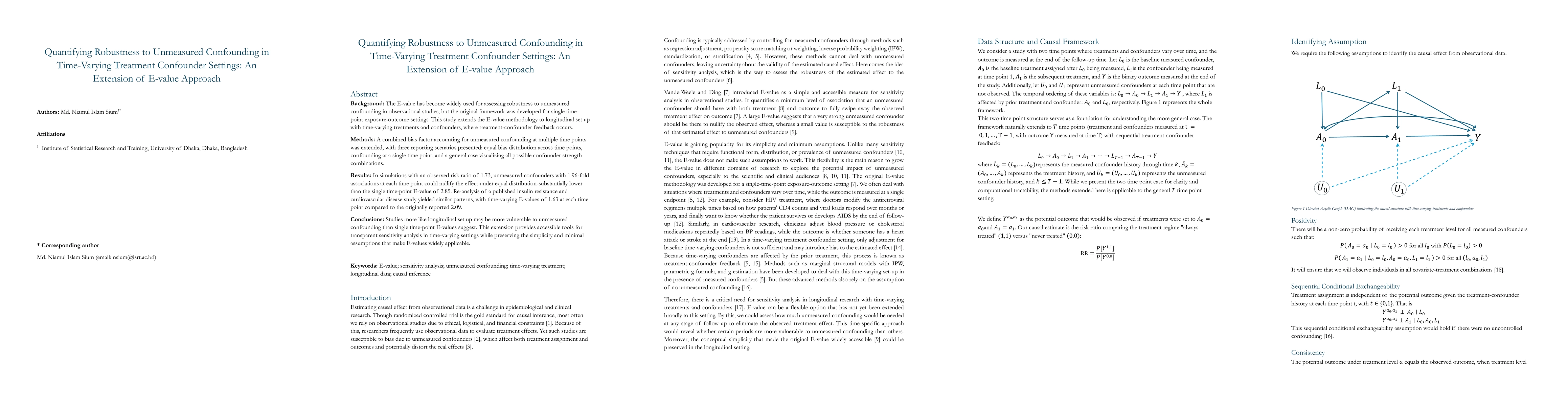 Thumbnail for Quantifying Robustness to Unmeasured Confounding in Time-Varying Treatment Confounder Settings: An Extension of E-value Approach