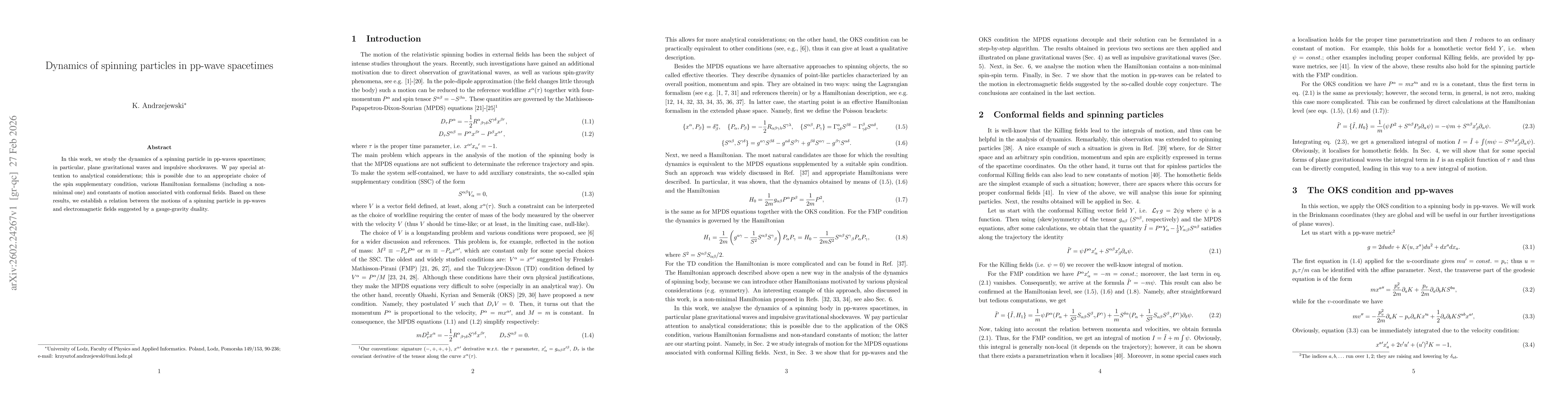 Thumbnail for Dynamics of spinning particles in pp-wave spacetimes