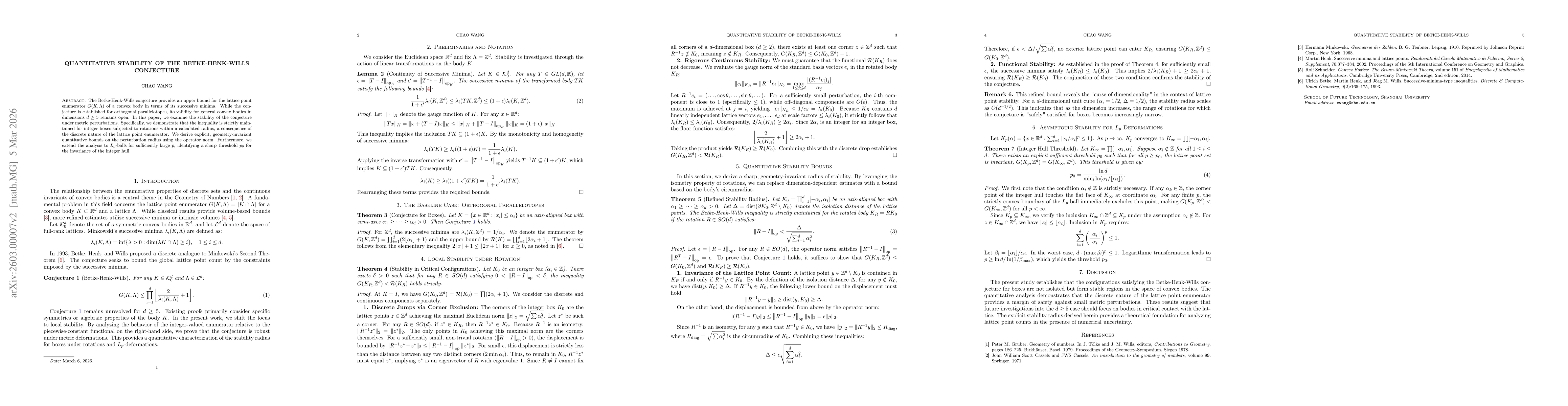 Thumbnail for Local Stability and Quantitative Bounds for the Betke-Henk-Wills Conjecture