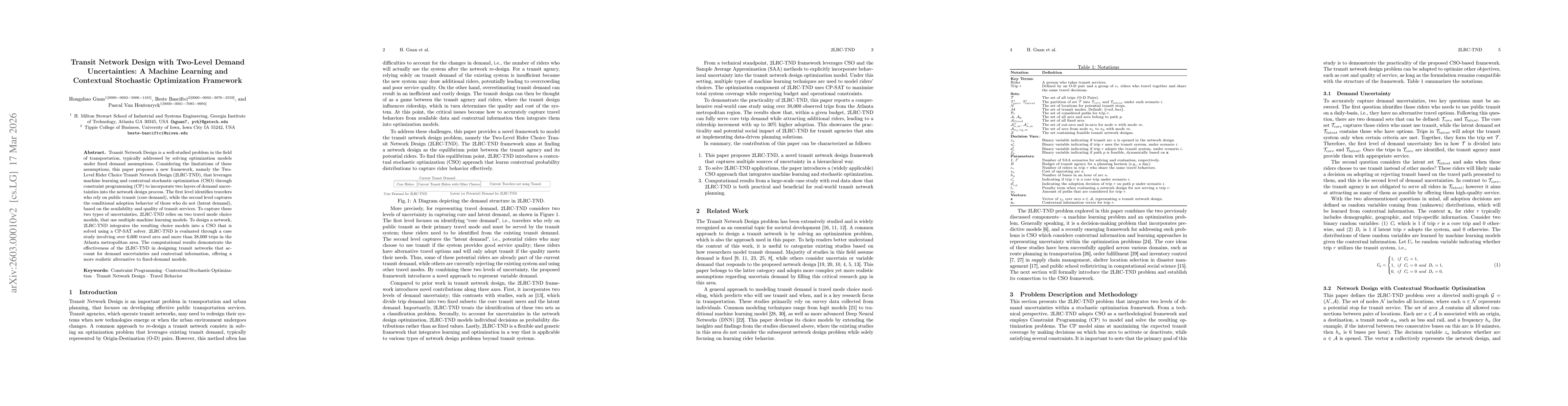 Thumbnail for Transit Network Design with Two-Level Demand Uncertainties: A Machine Learning and Contextual Stochastic Optimization Framework