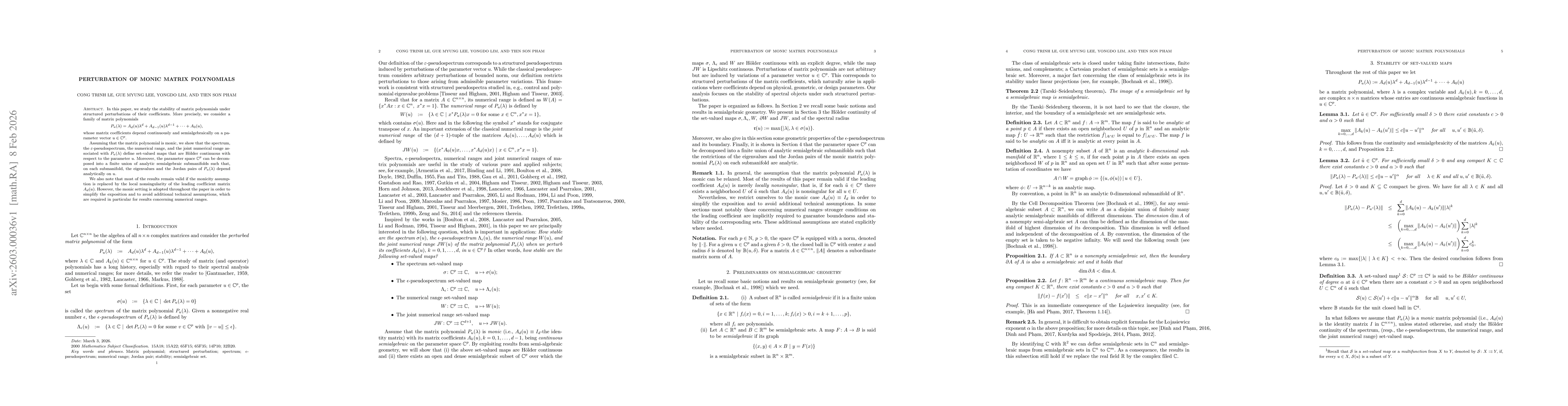Thumbnail for Perturbation of monic matrix polynomials