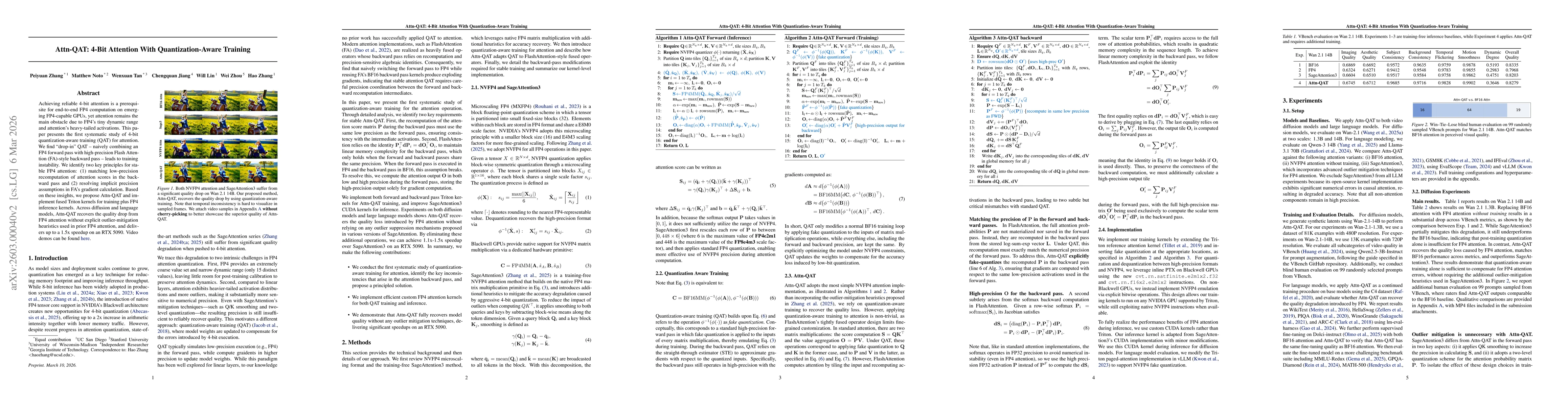 Thumbnail for Attn-QAT: 4-Bit Attention With Quantization-Aware Training