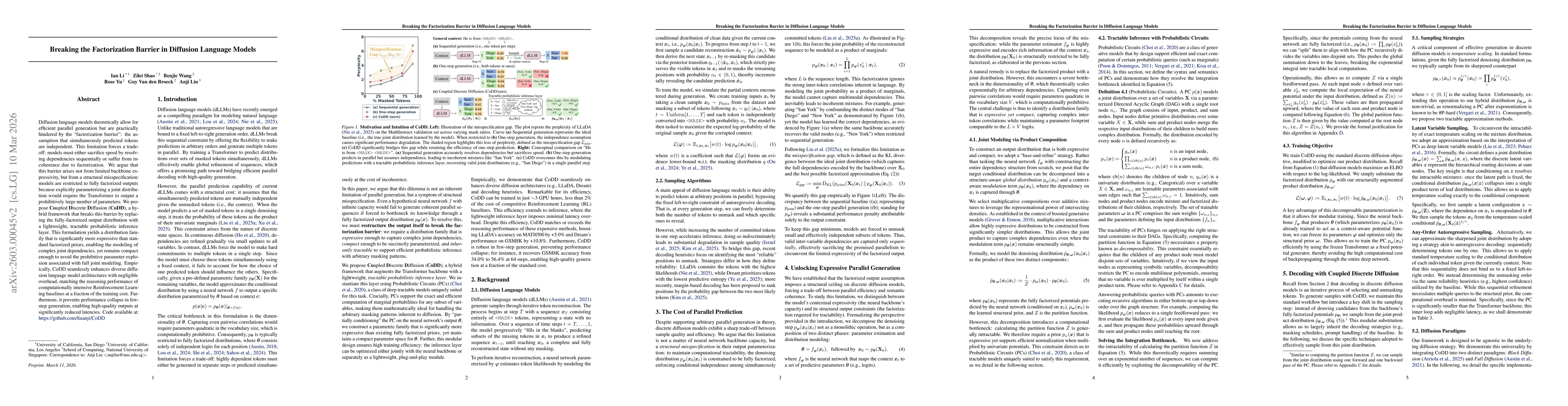 Thumbnail for Breaking the Factorization Barrier in Diffusion Language Models