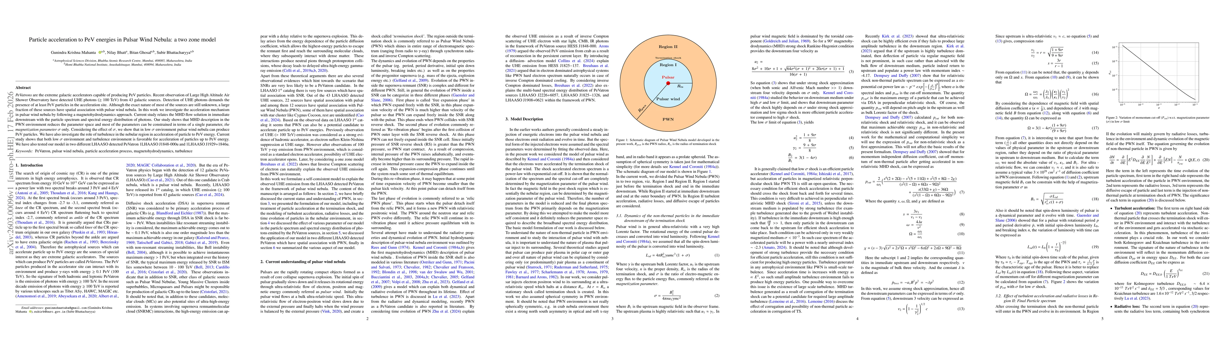 Thumbnail for Particle acceleration to PeV energies in Pulsar Wind Nebula: a two zone model