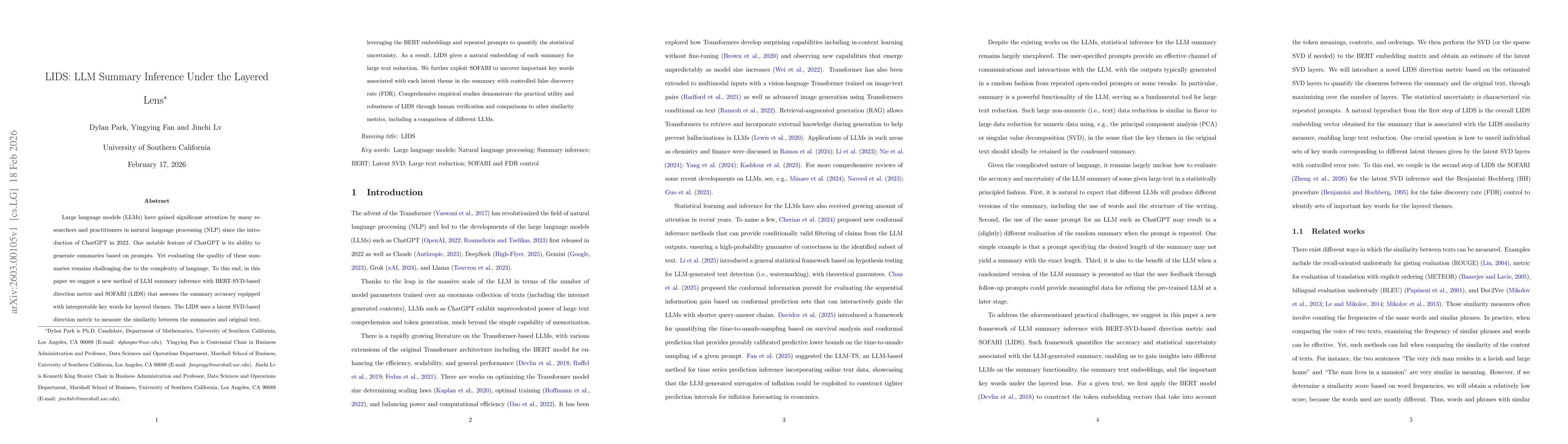 Thumbnail for LIDS: LLM Summary Inference Under the Layered Lens