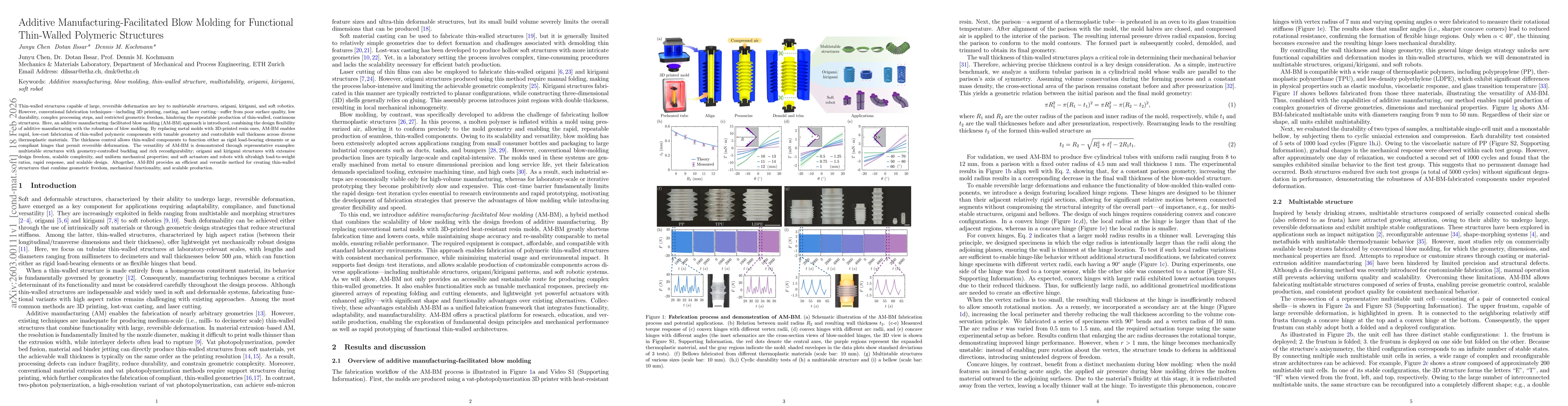 Thumbnail for Additive Manufacturing-Facilitated Blow Molding for Functional Thin-Walled Polymeric Structures