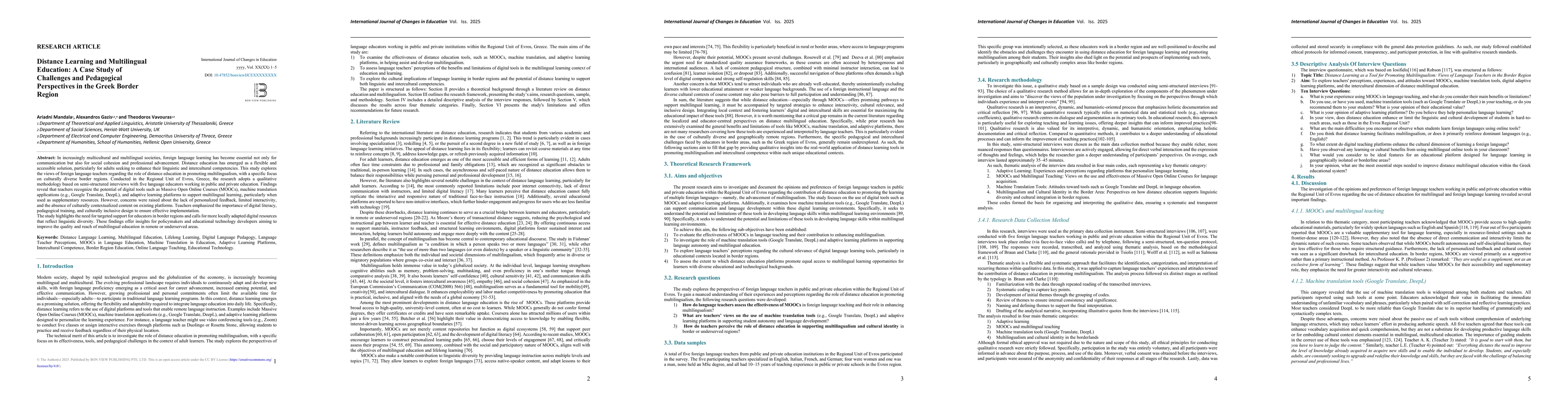 Thumbnail for Distance Learning and Multilingual Education: A Case Study of Challenges and Pedagogical Perspectives in the Greek Border Region