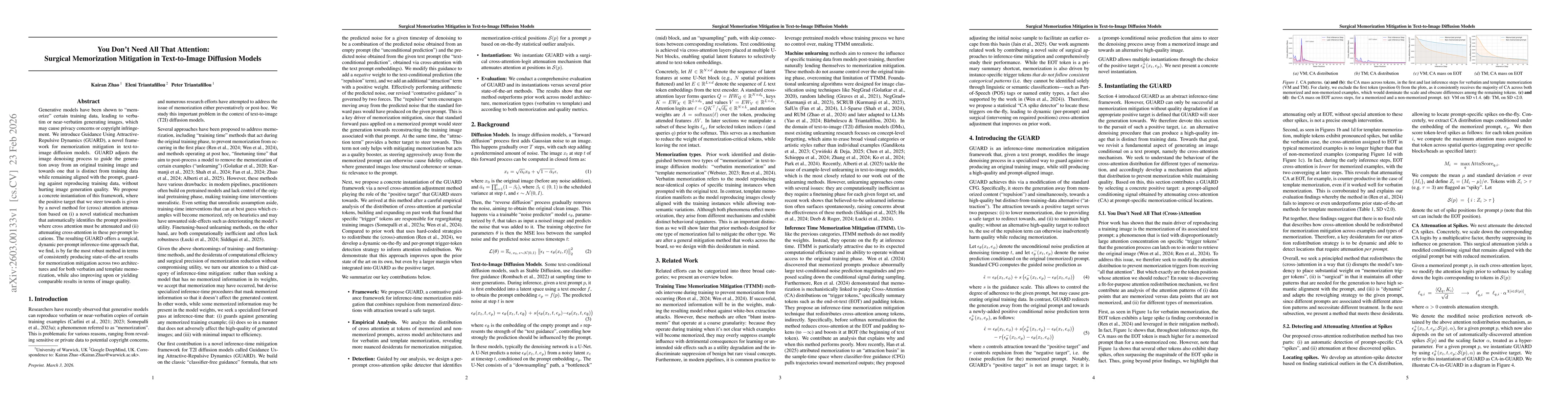 Thumbnail for You Don't Need All That Attention: Surgical Memorization Mitigation in Text-to-Image Diffusion Models