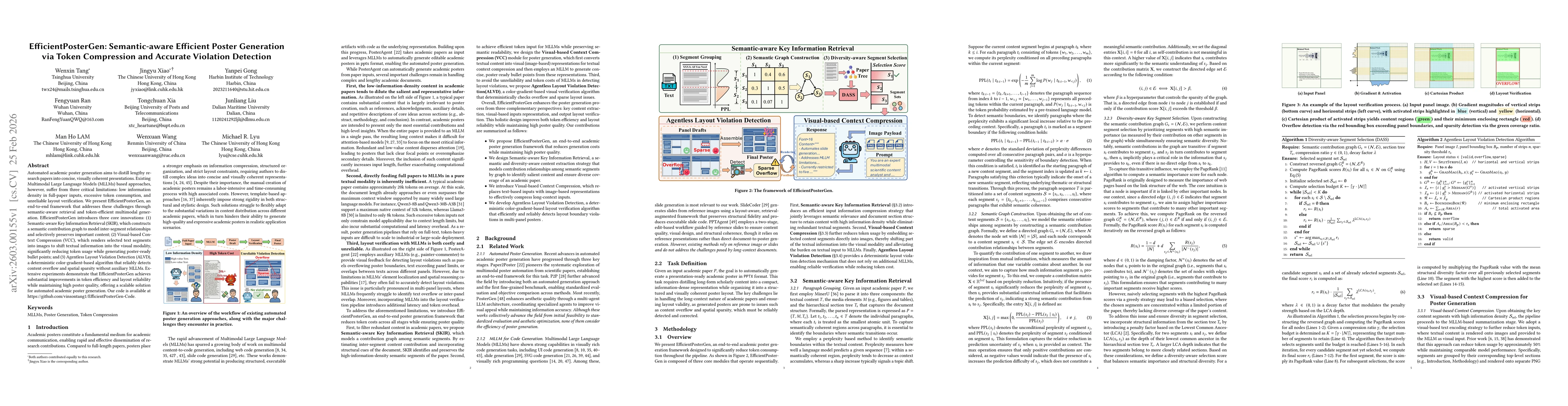 Thumbnail for EfficientPosterGen: Semantic-aware Efficient Poster Generation via Token Compression and Accurate Violation Detection