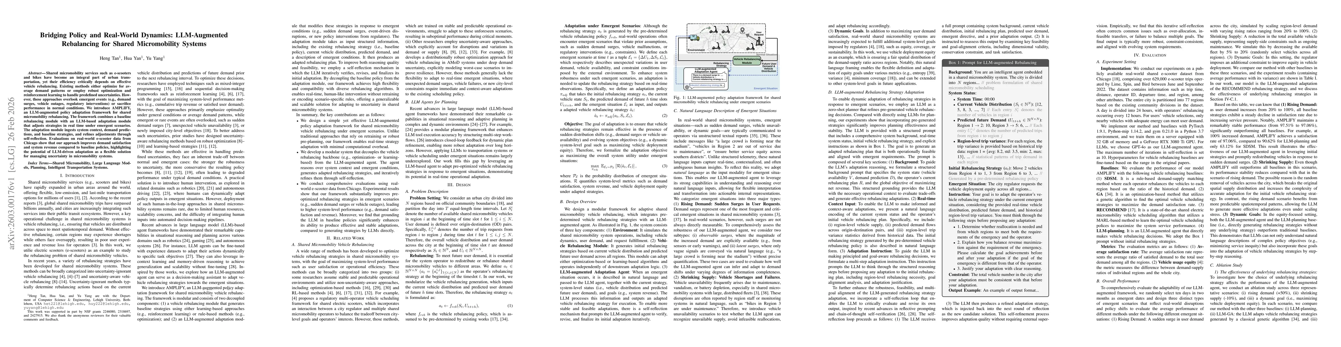 Thumbnail for Bridging Policy and Real-World Dynamics: LLM-Augmented Rebalancing for Shared Micromobility Systems