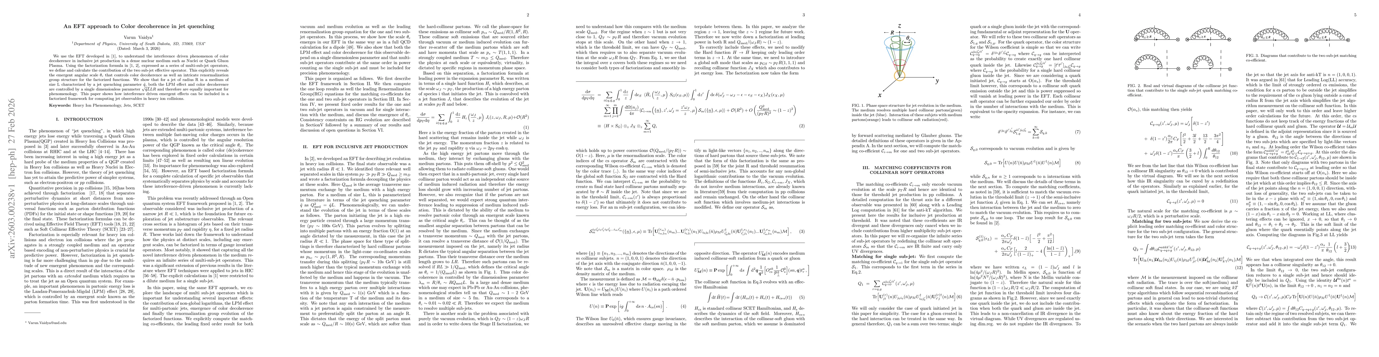 Thumbnail for An EFT approach to Color decoherence in jet quenching