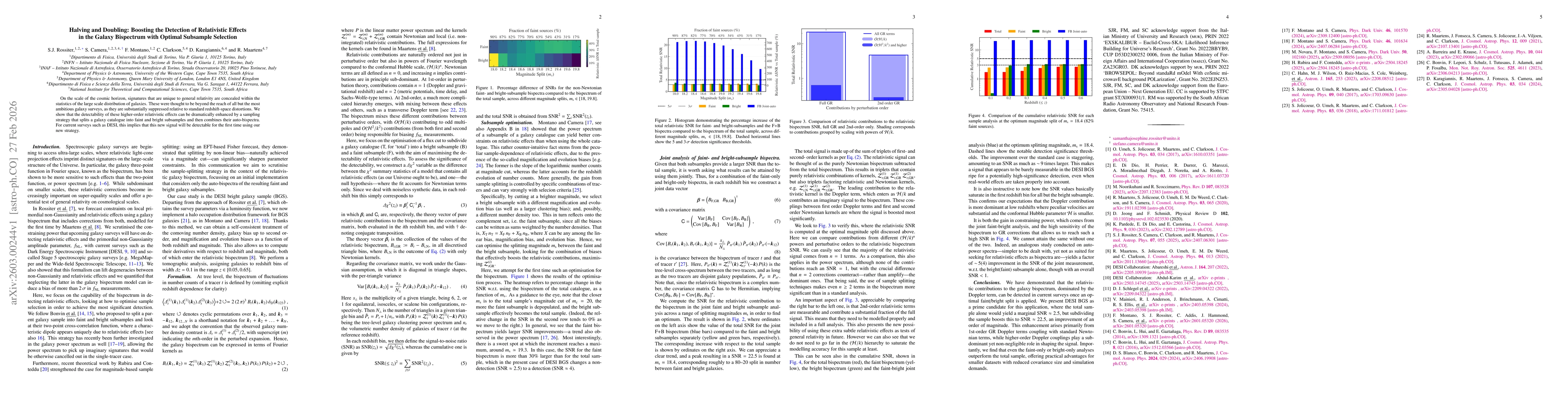 Thumbnail for Halving and Doubling: Boosting the Detection of Relativistic Effects in the Galaxy Bispectrum with Optimal Subsample Selection
