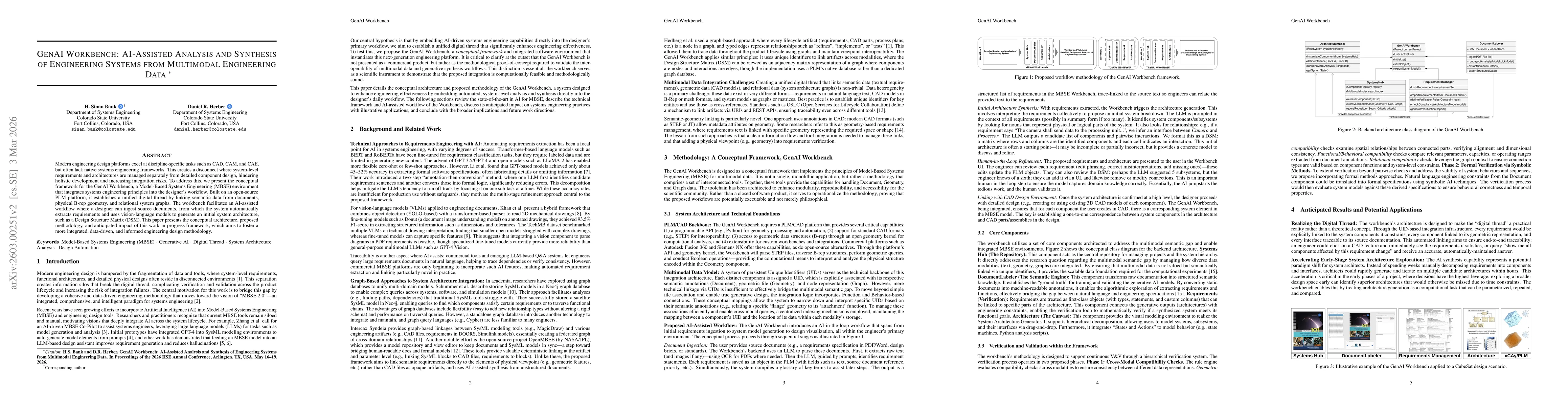 Thumbnail for GENAI WORKBENCH: AI-Assisted Analysis and Synthesis of Engineering Systems from Multimodal Engineering Data
