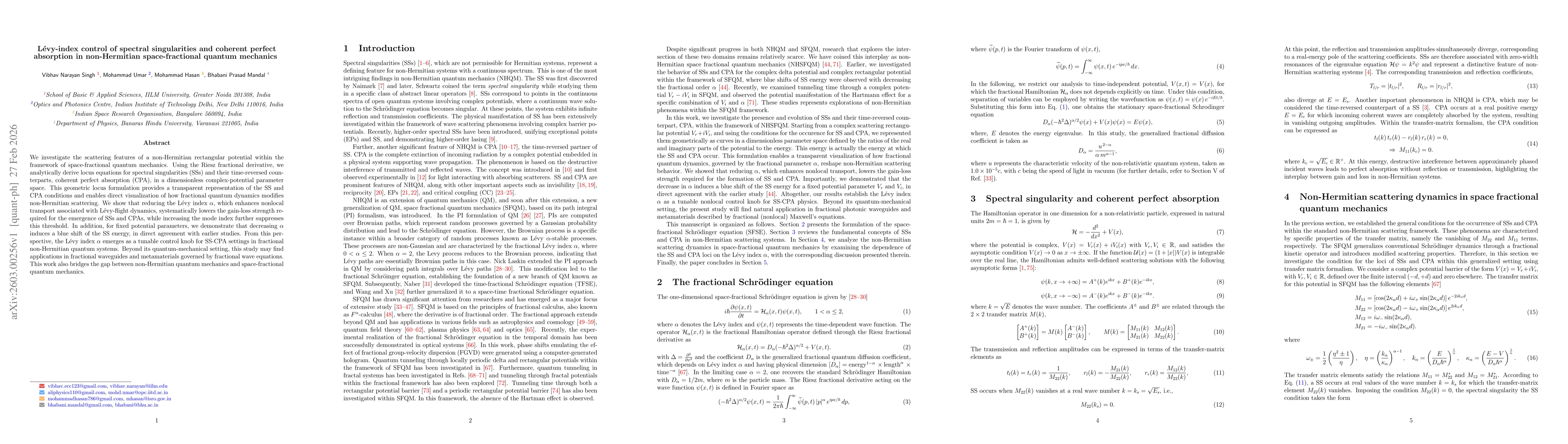 Thumbnail for Lévy-index control of spectral singularities and coherent perfect absorption in non-Hermitian space-fractional quantum mechanics