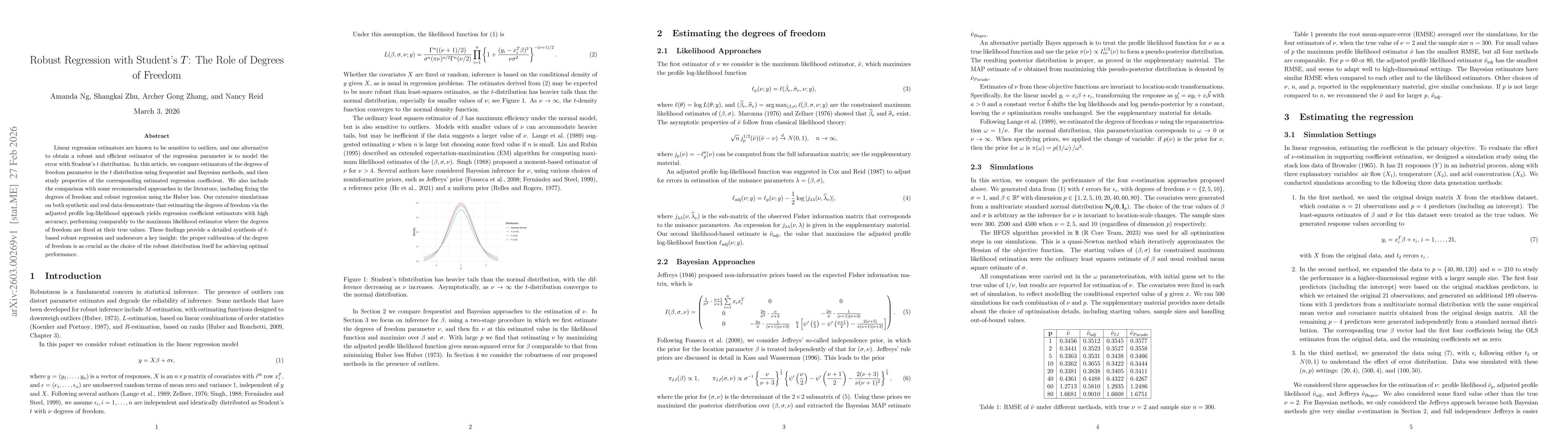 Thumbnail for Robust Regression with Students T: The Role of Degrees of Freedom