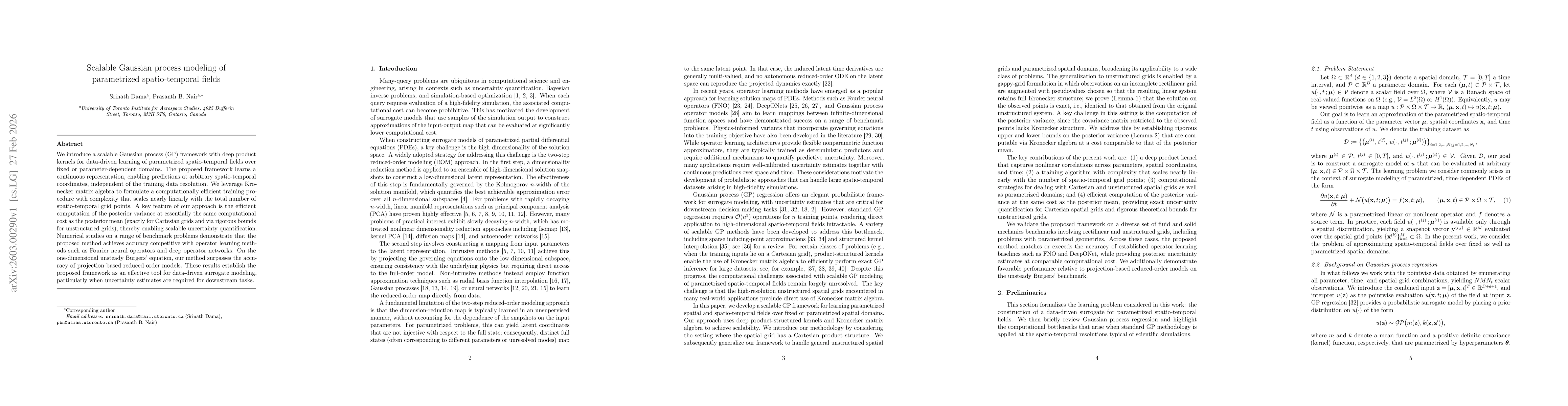 Thumbnail for Scalable Gaussian process modeling of parametrized spatio-temporal fields