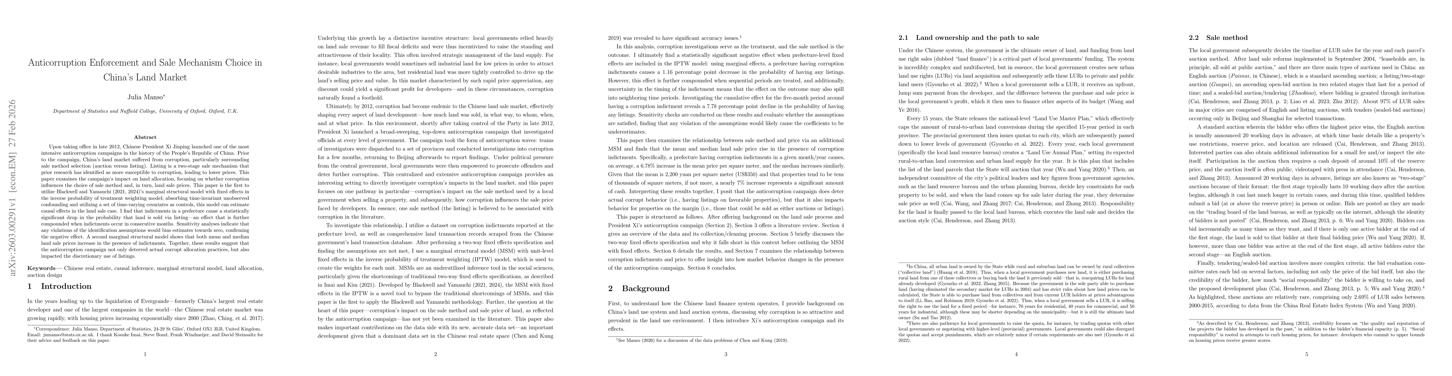 Thumbnail for Anticorruption Enforcement and Sale Mechanism Choice in China's Land Market