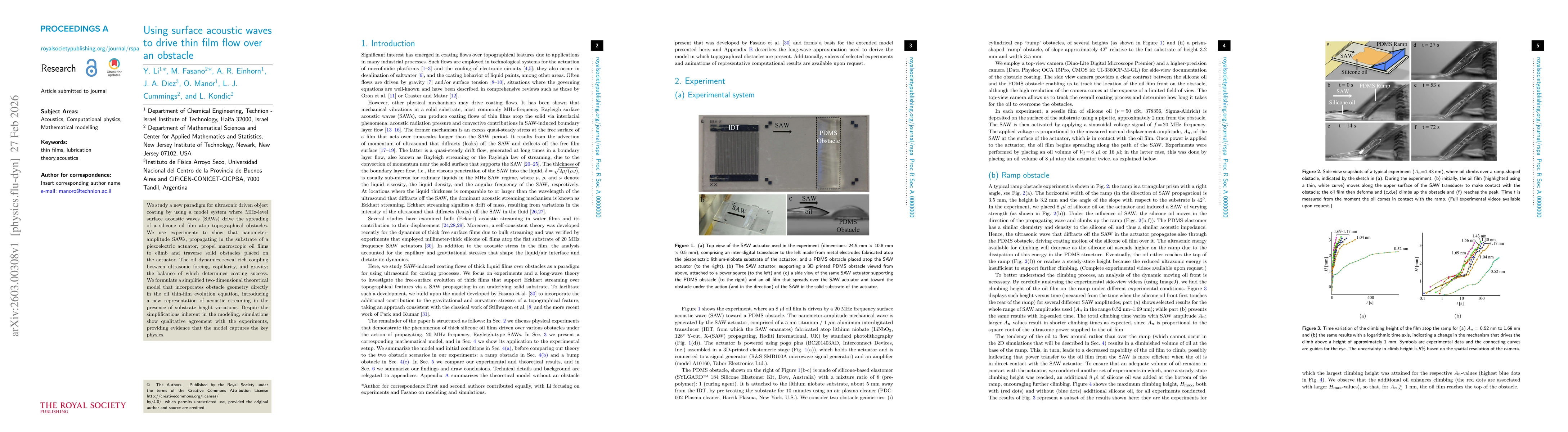 Thumbnail for Using surface acoustic waves to drive thin film flow over an obstacle
