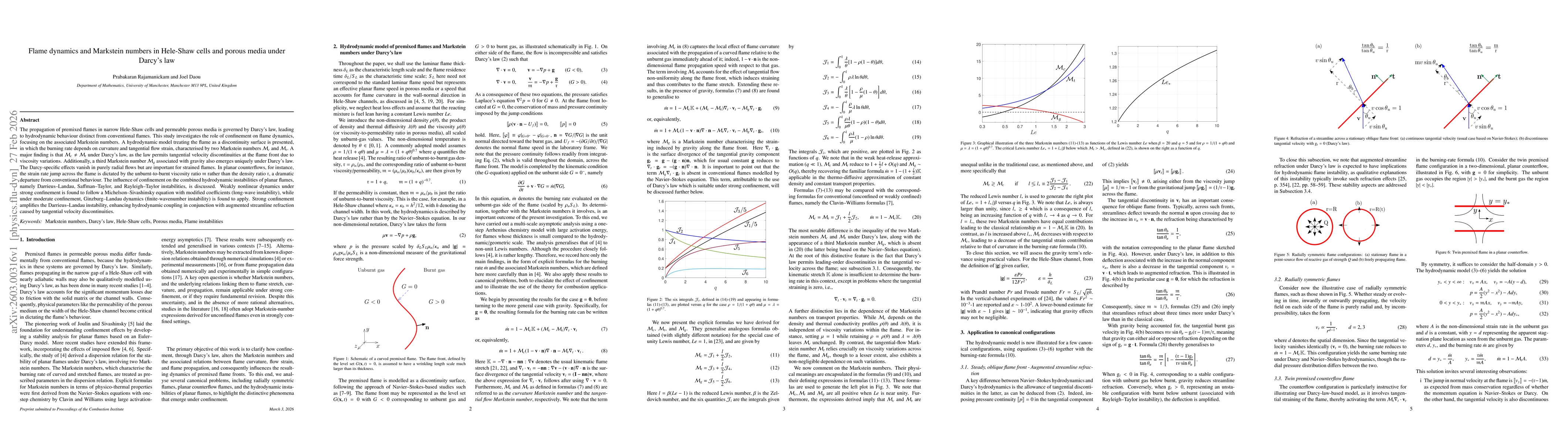 Thumbnail for Flame dynamics and Markstein numbers in Hele-Shaw cells and porous media under Darcy's law