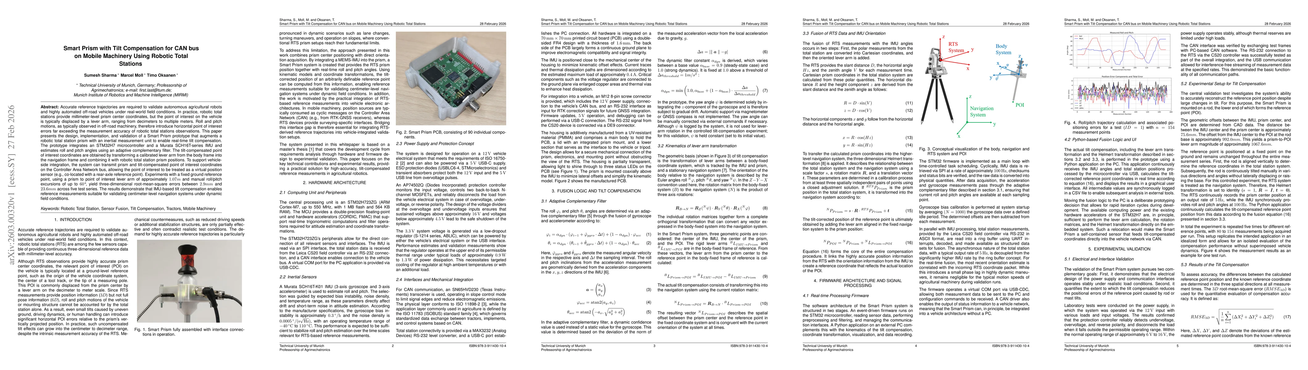 Thumbnail for Smart Prism with Tilt Compensation for CAN bus on Mobile Machinery Using Robotic Total Stations