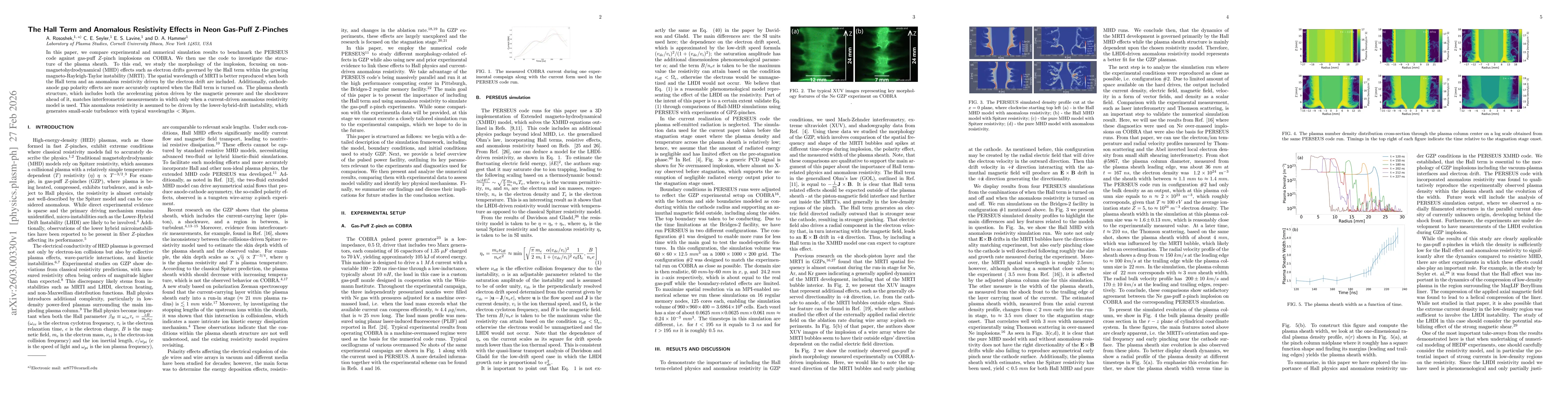 Thumbnail for The Hall Term and Anomalous Resistivity Effects in Neon Gas-Puff Z-Pinches