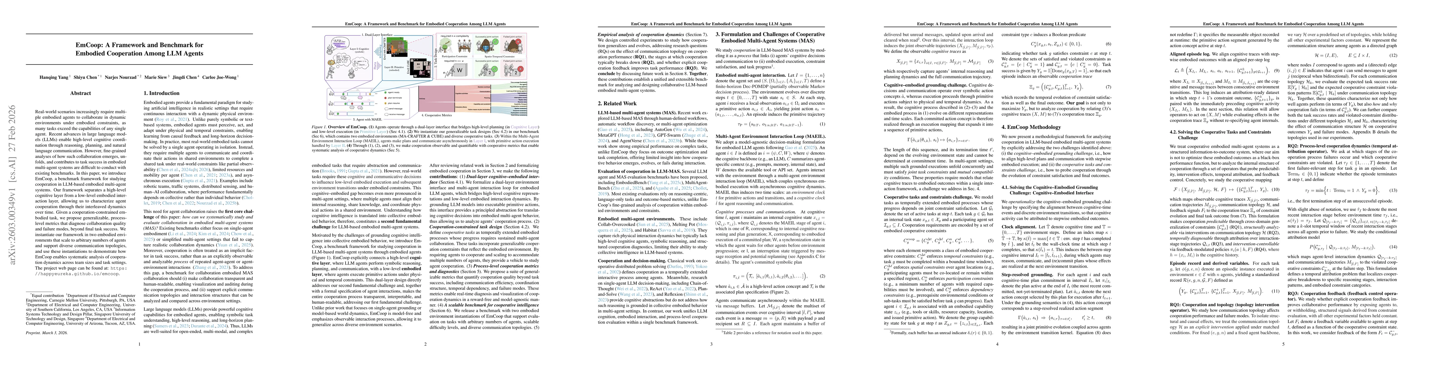 Thumbnail for EmCoop: A Framework and Benchmark for Embodied Cooperation Among LLM Agents
