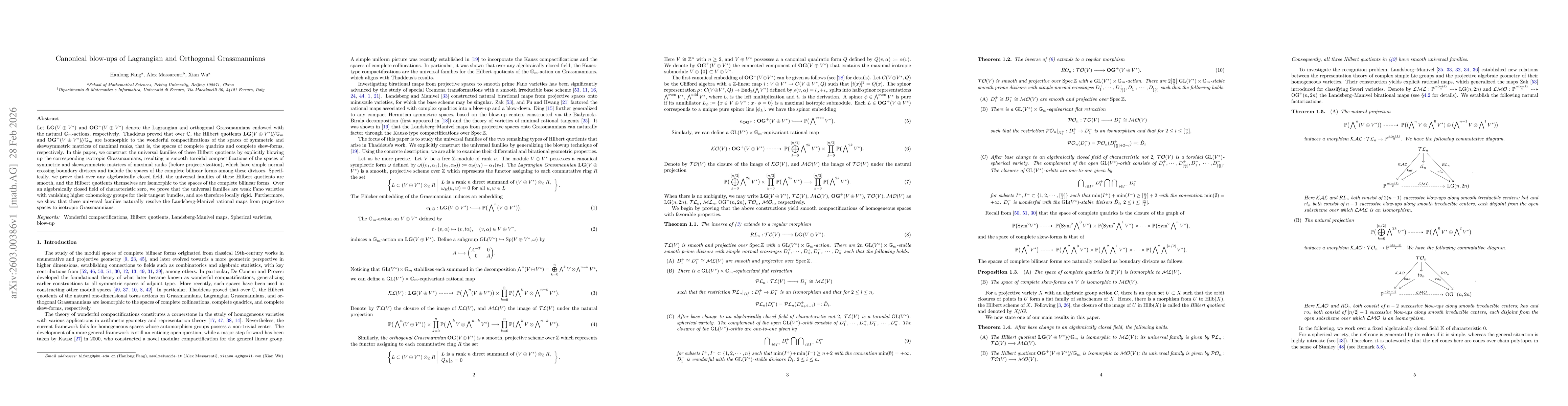 Thumbnail for Canonical blow-ups of Lagrangian and Orthogonal Grassmannians