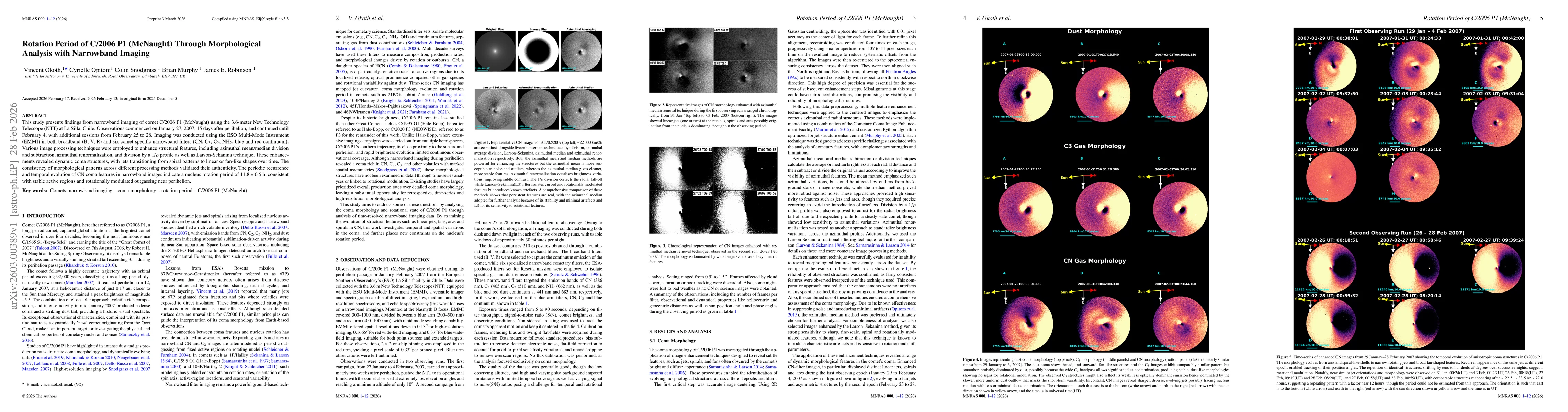 Thumbnail for Rotation Period of C/2006 P1 (McNaught) Through Morphological Analysis with Narrowband Imaging
