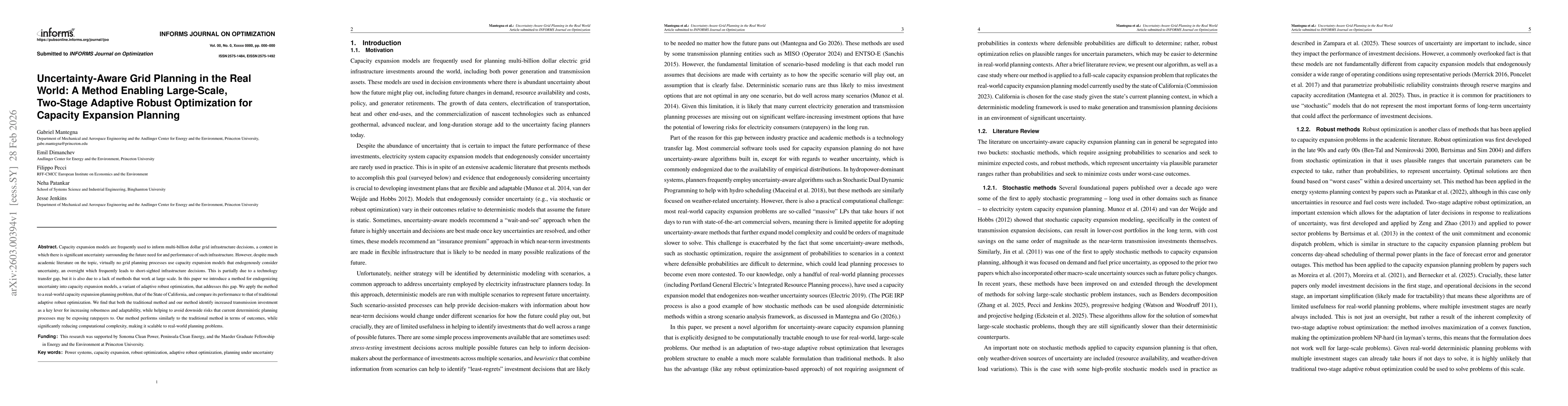 Thumbnail for Uncertainty-Aware Grid Planning in the Real World: A Method Enabling Large-Scale, Two-Stage Adaptive Robust Optimization for Capacity Expansion Planning